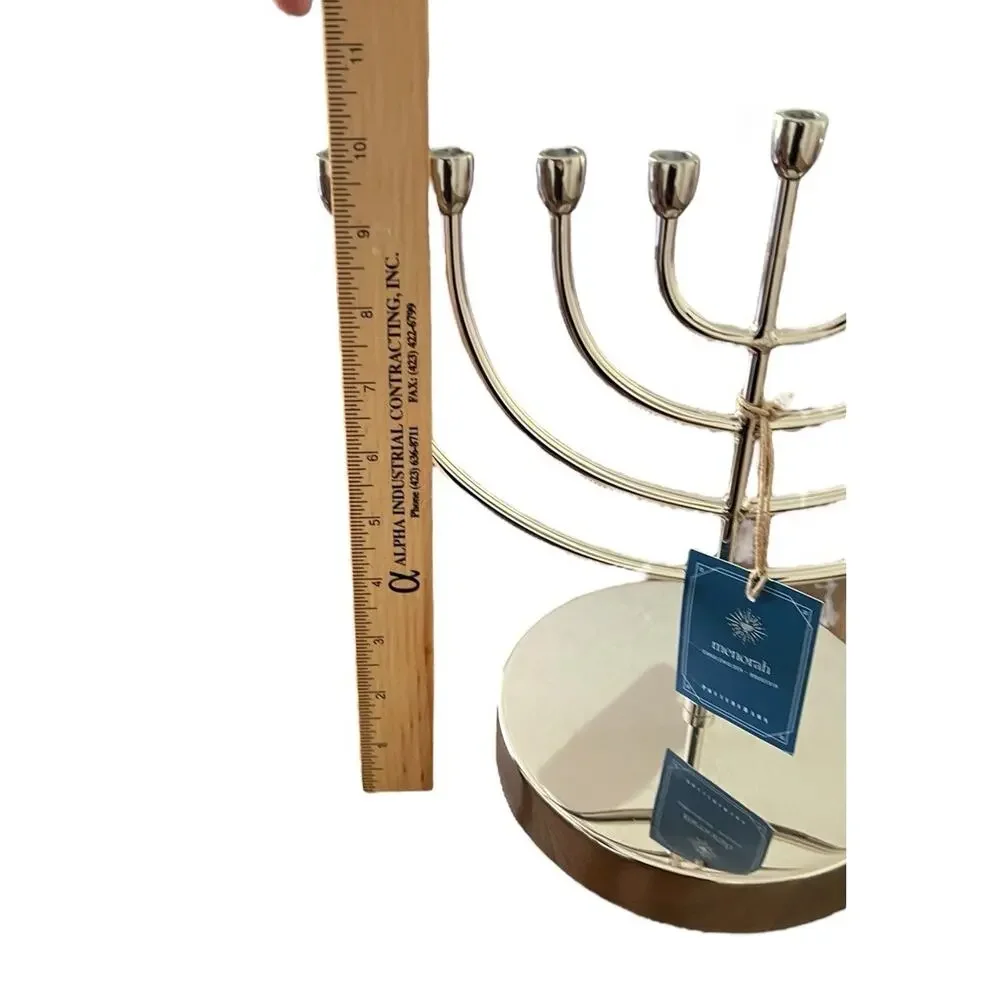 NEW Pottery Barn Menorah 9 Branch Silver Hanukkah Judaica Candleholder (F)